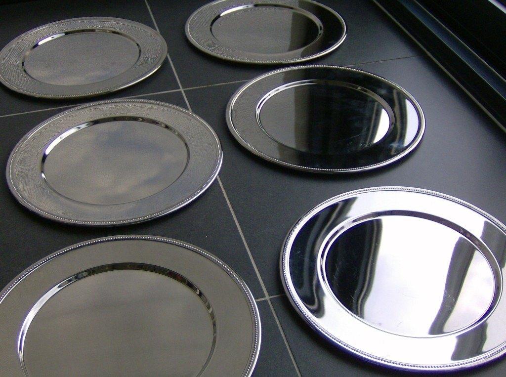 6 x Rvs onderborden met decorrand - diameter - 30 cm, Ophalen