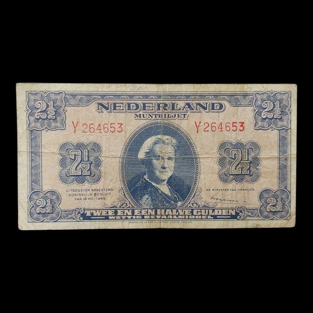 Bankbiljet / Nederland - 2 1/2 Gulden / 1945 / Pick 71, Postzegels en Munten, Ophalen of Verzenden, 2½ gulden, Los biljet