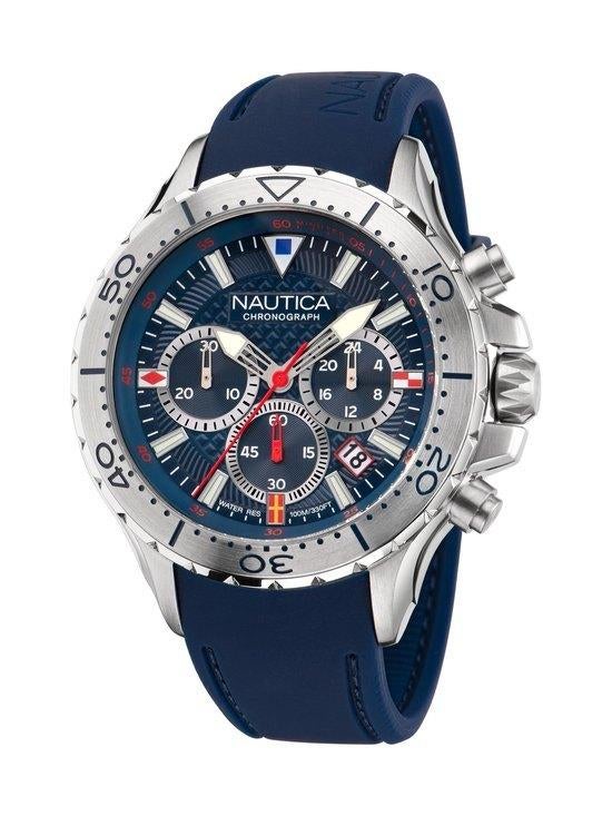 NIEUW - Nautica Heren Chronograph Horloge, Siliconen Band, Handtassen en Accessoires, Horloges | Heren, Overige merken, Overige materialen