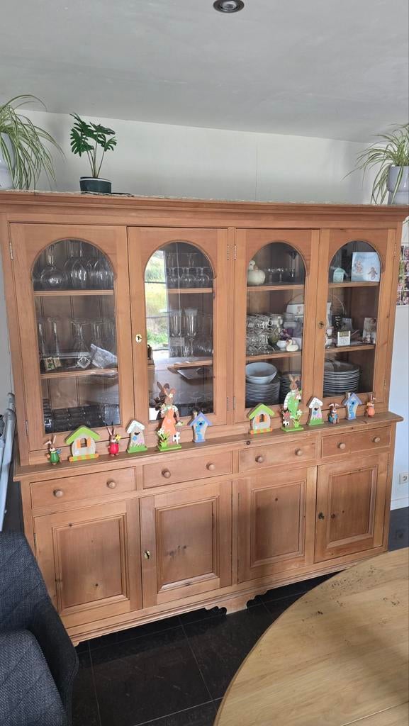 Buffet avec vitrine en pin. H 2m03,L2m et P 52 cm, Huis en Inrichting, Kasten | Buffetkasten, Ophalen, Grenenhout