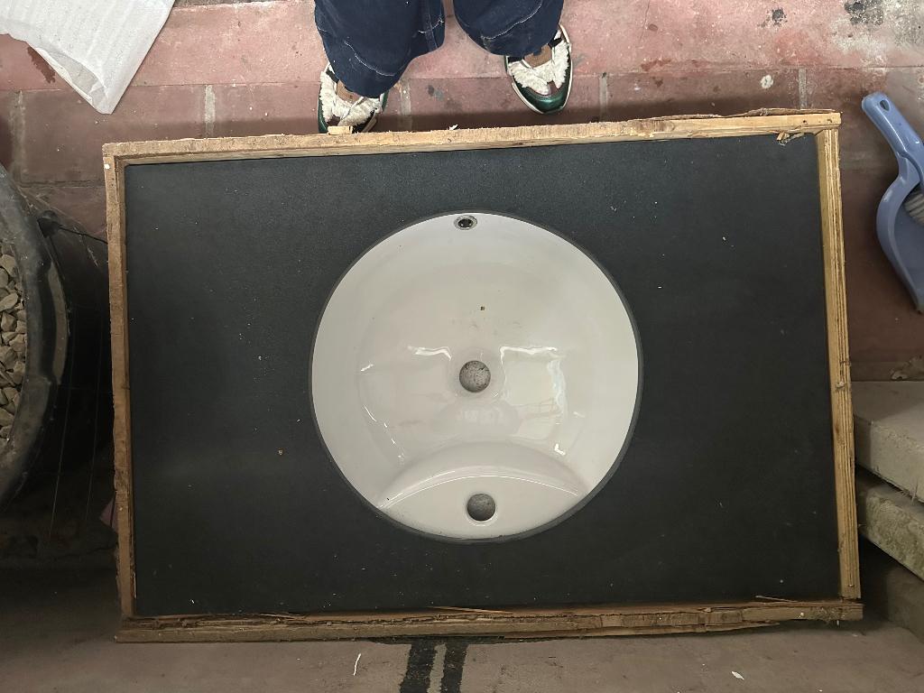 Lavabo met arduinen blad 83 cm – porseleinen waskom, Ophalen, Nieuw, 50 tot 100 cm, Wasbak of Wastafel