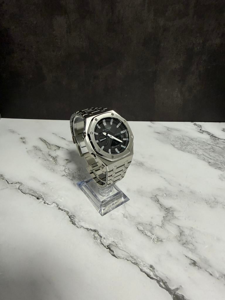 Casio G-Shock GA-2100 “CasiOak” Custom Full Steel Mod, Casio, Enlèvement ou Envoi, Acier, Acier