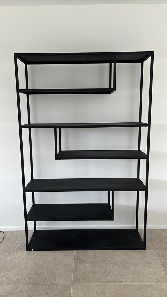 Moderne zwarte open kast / rek – industrieel design, 150 à 200 cm, Comme neuf, Métal, 150 à 200 cm