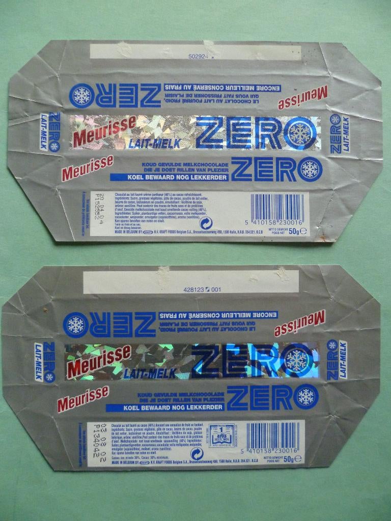 Chocolade Meurisse Zero chocolat emballages wikkels omslagen, Enlèvement ou Envoi, Utilisé, Emballage