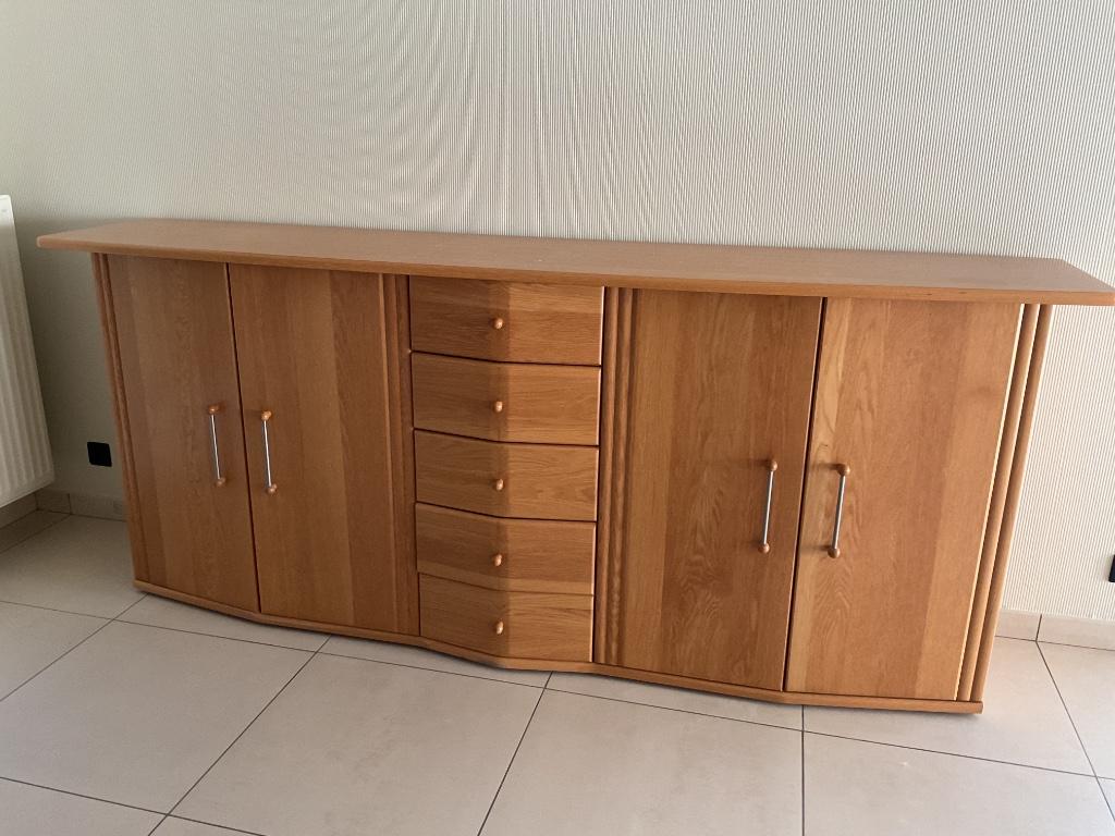 Massief eiken eetplaats, Huis en Inrichting, Complete eetkamers, Ophalen, Zo goed als nieuw, Modern, 4 tot 6 stoelen