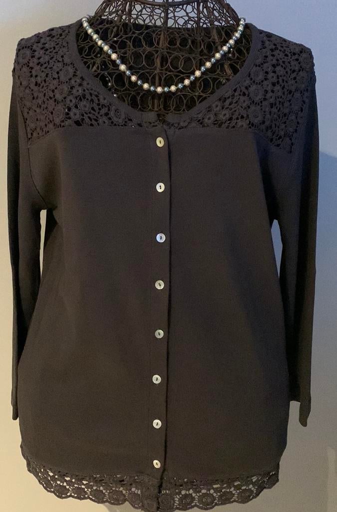 Comme ça M mooi elegant gilet met kant detail, Kleding | Dames, Truien en Vesten, Zo goed als nieuw, Maat 38/40 (M), Zwart, Ophalen of Verzenden