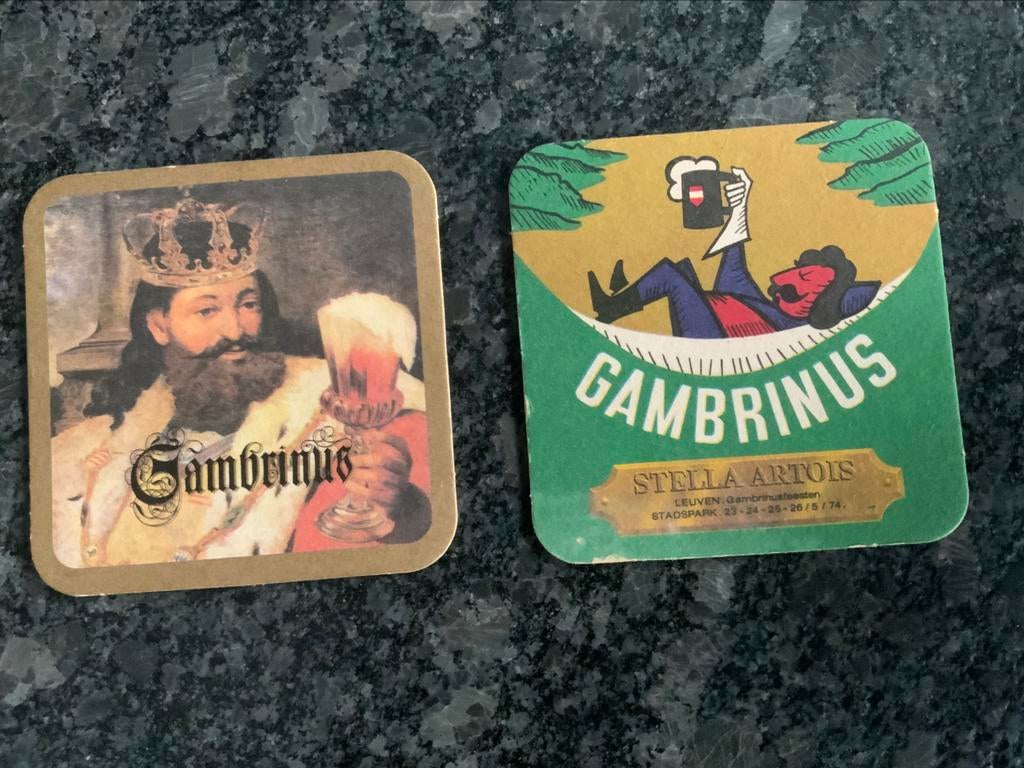 Bierkaartjes Gambrinus Stella artois 1974 stuks2, Verzamelen, Biermerken, Ophalen of Verzenden, Zo goed als nieuw, Stella Artois