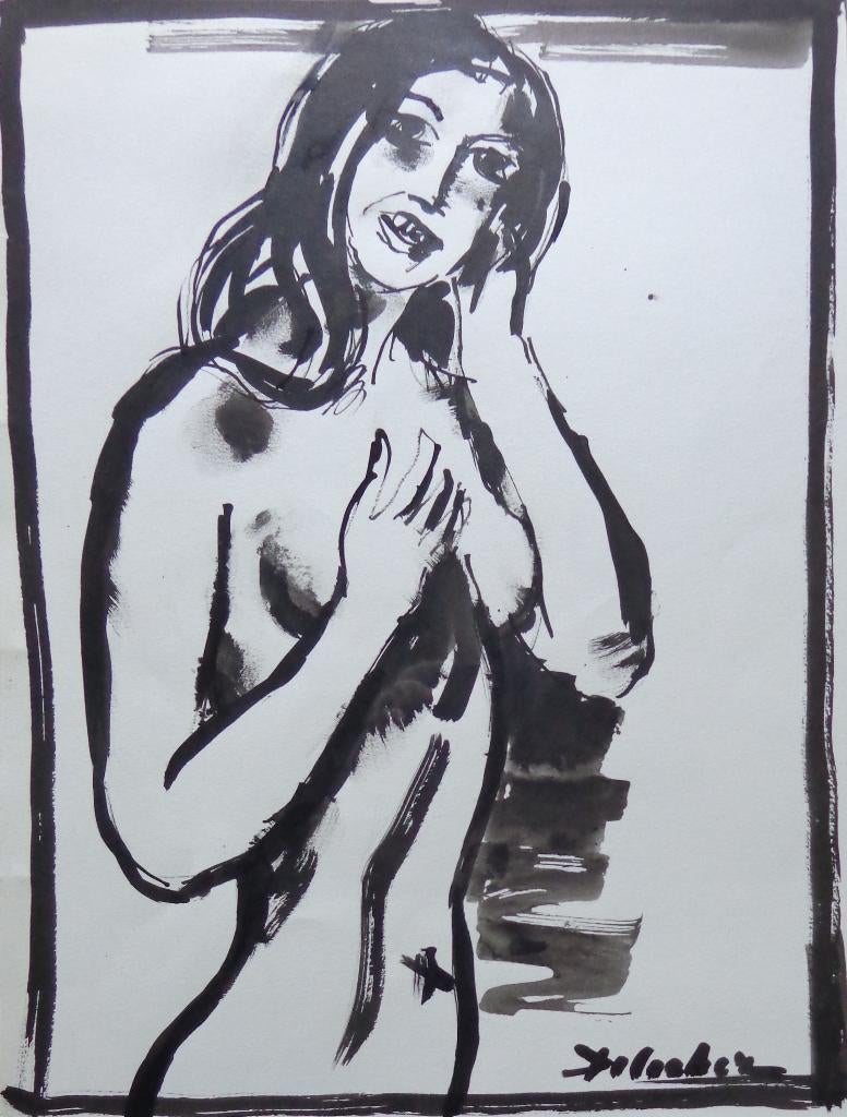 PAUL DE COCKER / NAAKTE VROUW / ORIGINEEL WERK / 40x30cm SIG, Antiquités & Art, Enlèvement ou Envoi