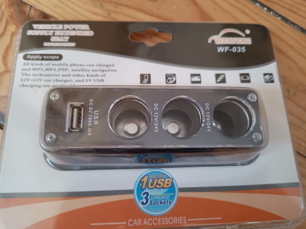 Autolader USB Poort - Sigarettenaansteker Verdeler - 12/24, Télécoms, Chargeurs de voiture, Enlèvement ou Envoi, Neuf