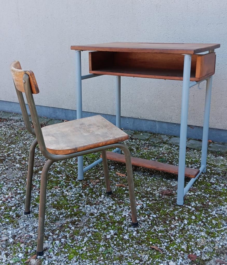 Vintage  stoel en bureau tubax/ vandermeeren, Maison & Meubles, Bureaux, Comme neuf, Enlèvement