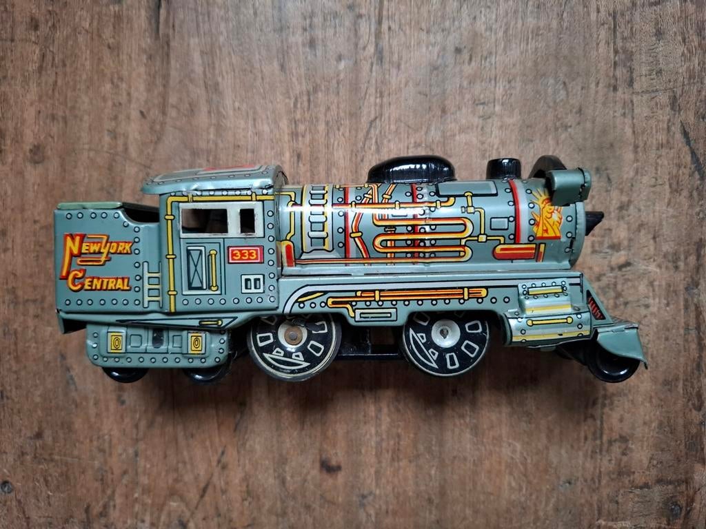Vintage blikken speelgoed tin toy trein locomotief NYCentral, Verzamelen, Ophalen of Verzenden, Zo goed als nieuw