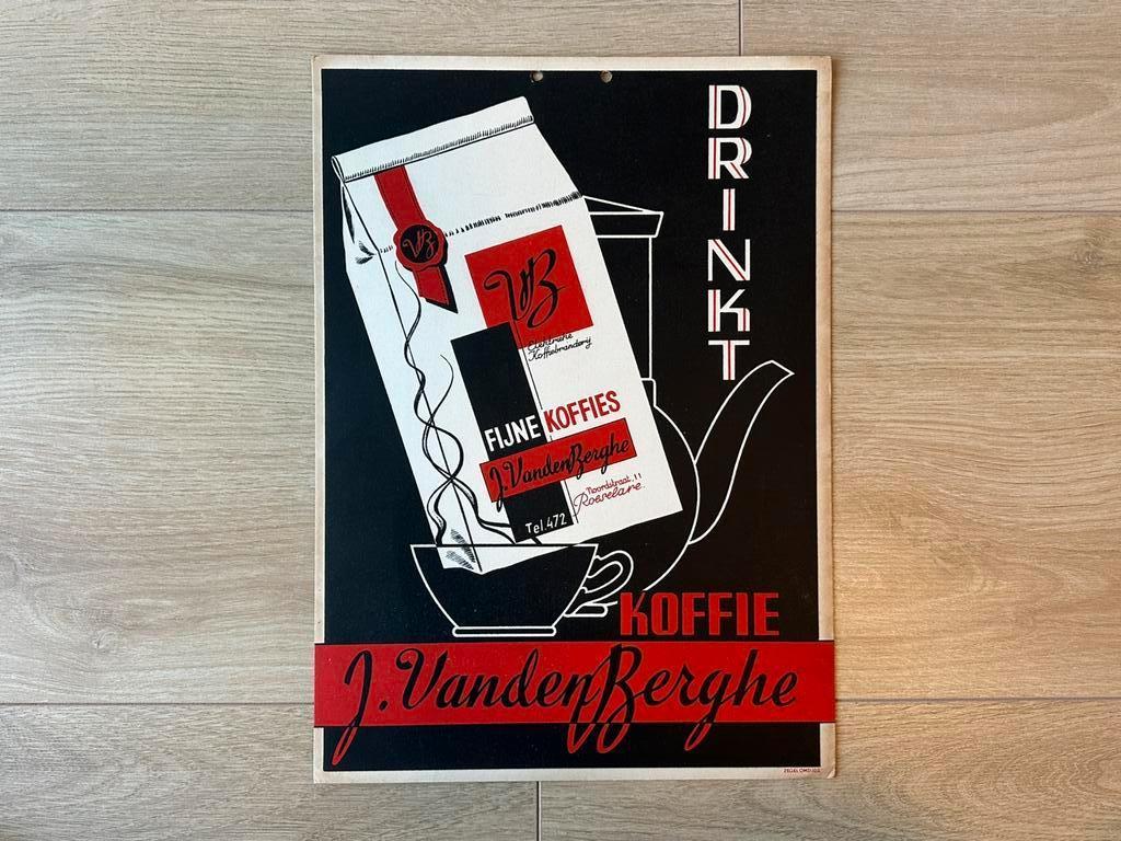 Reclamebord Reclameplaat Koffiebranderij J. Vandenberghe, Collections, Marques & Objets publicitaires, Comme neuf, Panneau publicitaire