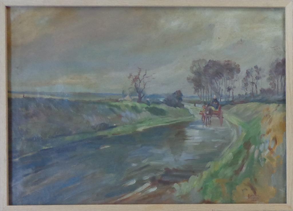 RAPHAEL DUBOIS / BOERENKAR / OLIEVERF DOEK / 48x66cm / KADER, Ophalen of Verzenden