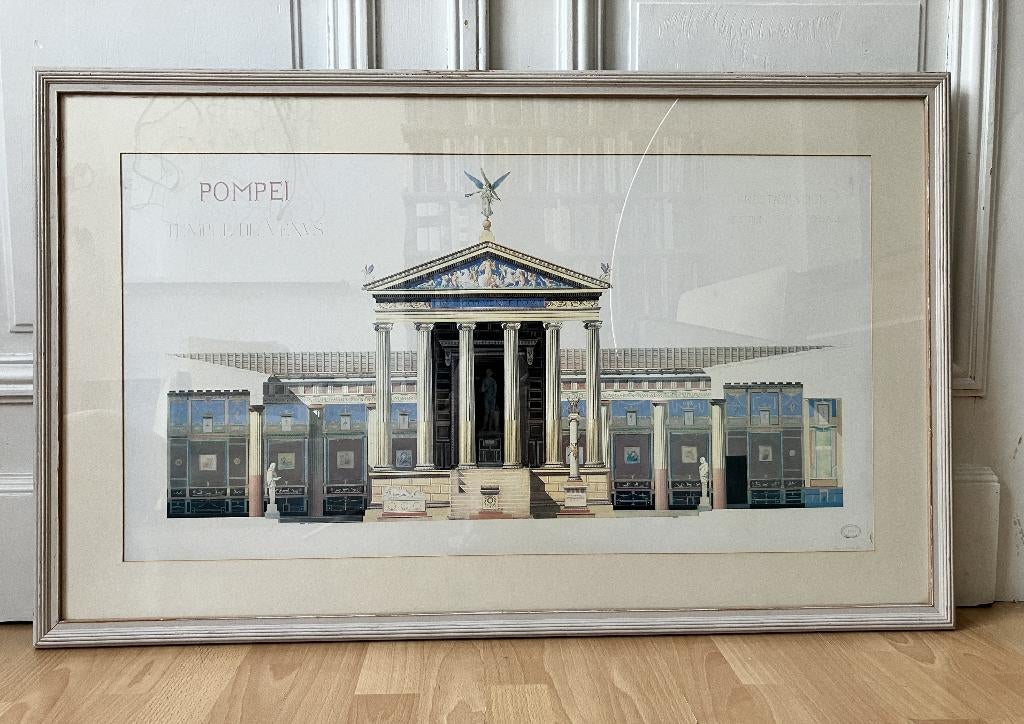 De Tempel van Venus in Pompeii - Reproductie tekening 19e, Ophalen of Verzenden