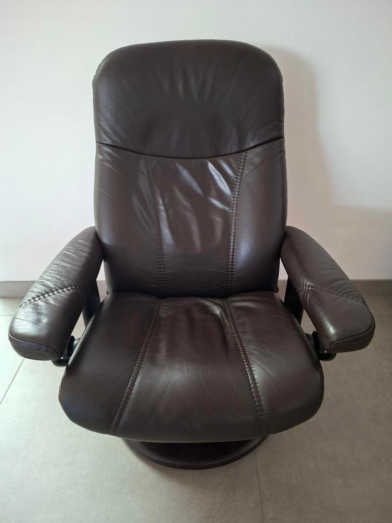 Stressless relaxzetel consul in leder – goede staat, Enlèvement, Comme neuf, Cuir