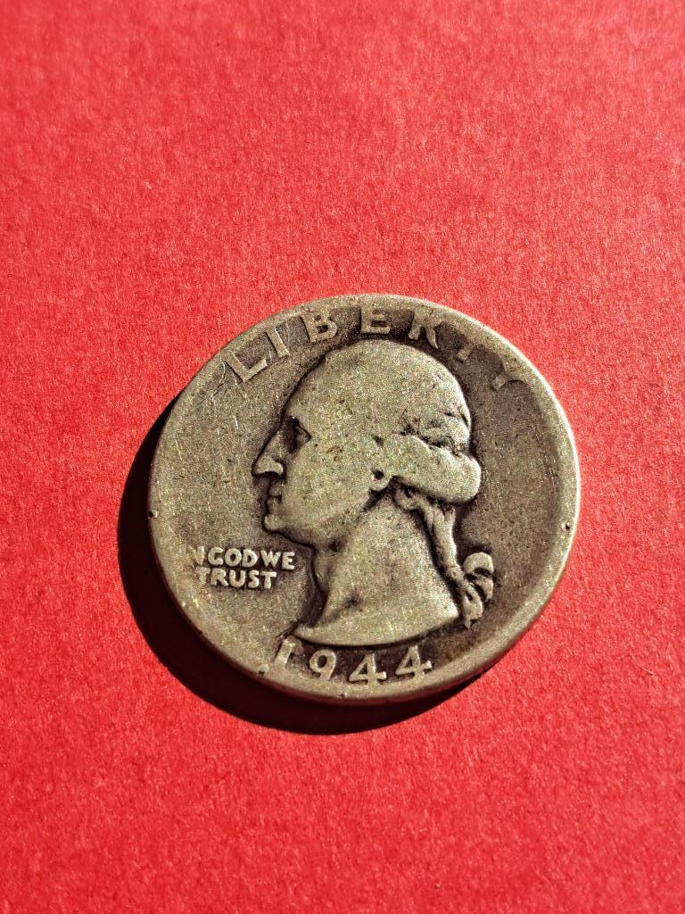 1/4 dollar américain en argent Washington 1944, Envoi, Amérique du Nord, Monnaie en vrac, Argent
