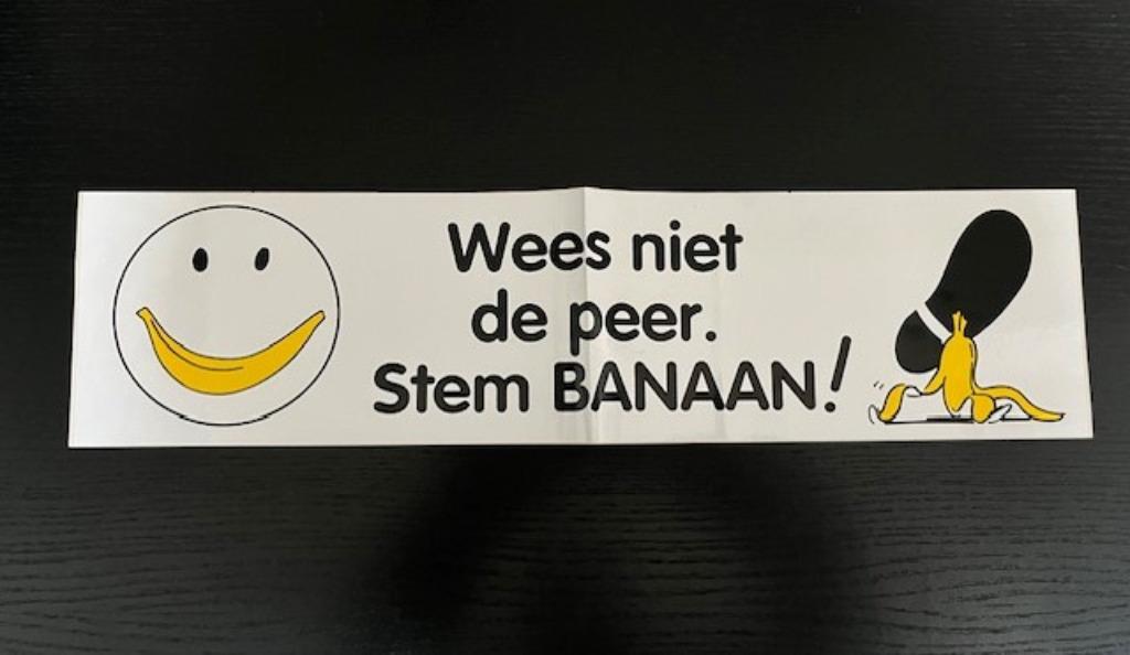 Verkiezingssticker politieke partij BANAAN uit 1995, Boeken, Geschiedenis | Nationaal, Ophalen of Verzenden