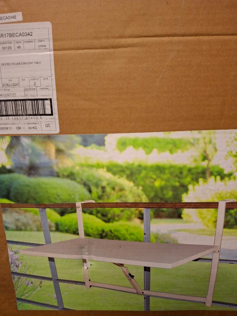 tafeltje terras inklapbaar, Jardin & Terrasse, Tables de jardin, Enlèvement, Comme neuf, Rectangulaire, Métal