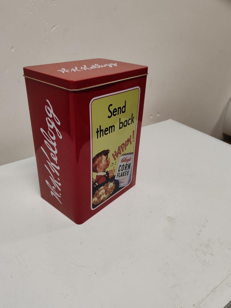 Retro blikken doos kellogg's, Verzamelen, Ophalen, Zo goed als nieuw