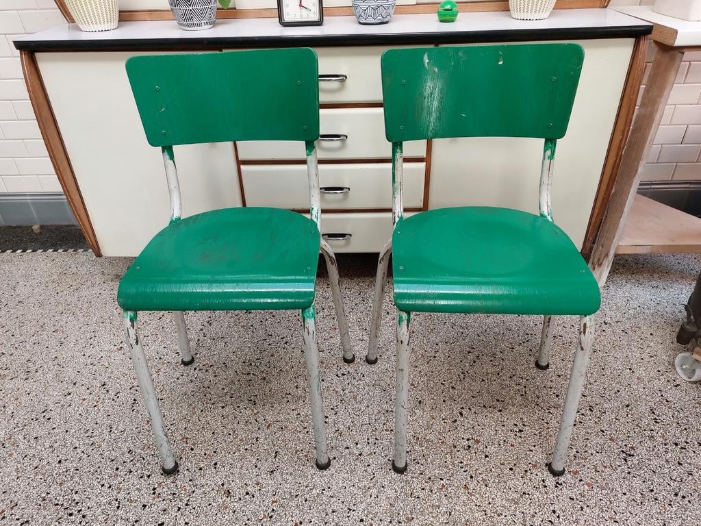 Vintage schoolstoelen in de stijl van Tubax, 2 stuks, Enlèvement