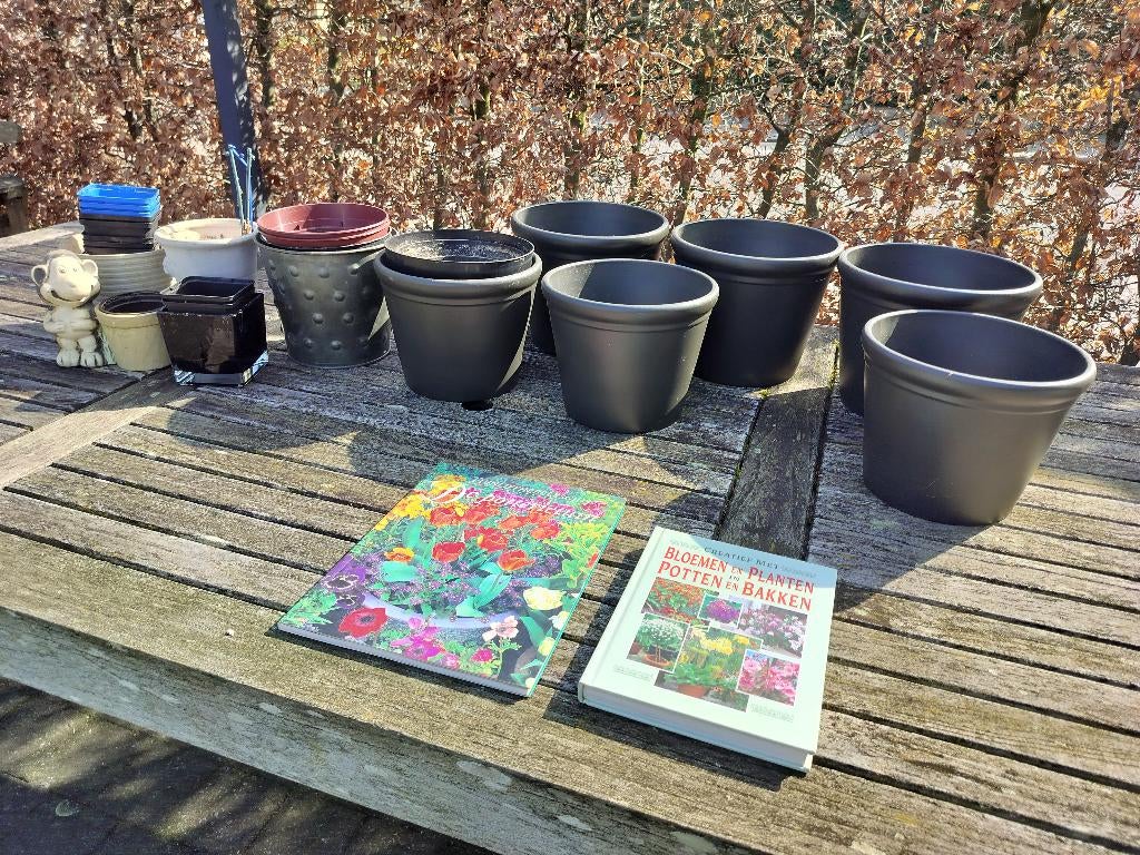 Complete Startersset Tuinieren: 10+ Bloempotten + 2 boeken, Jardin & Terrasse, Pots de fleurs, Poterie, Balcon, Jardin, Enlèvement