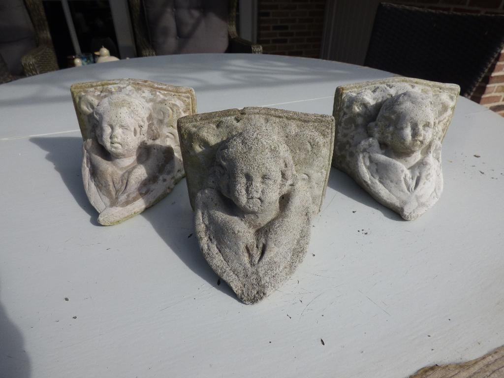 Drie engelenkopjes, Tuin en Terras, Tuinwanddecoratie, Ophalen, Gebruikt