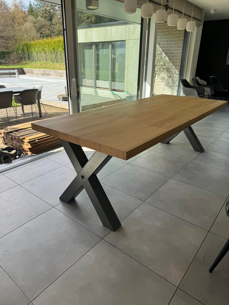 Table chêne massif, Enlèvement, Comme neuf, Chêne