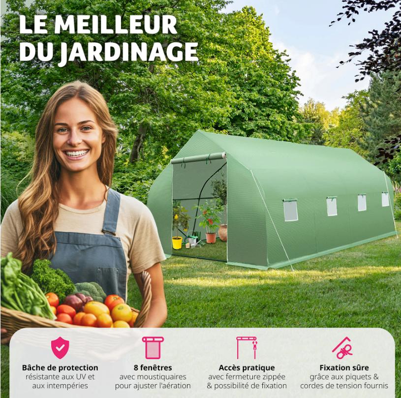 Serre tunnel 6mx3mx2m Neuf, Jardin & Terrasse, Neuf, Pets&gardenshop, Pets&gardenshop, Envoi