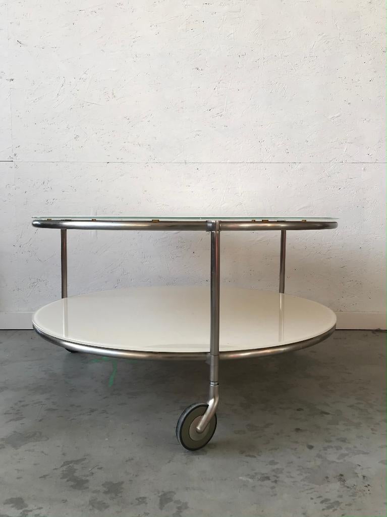 Vintage Ikea Strind salontafel van Ehlen Johansson jaar 80, Huis en Inrichting, Tafels | Salontafels, Gebruikt, Rond, Glas, Minder dan 50 cm