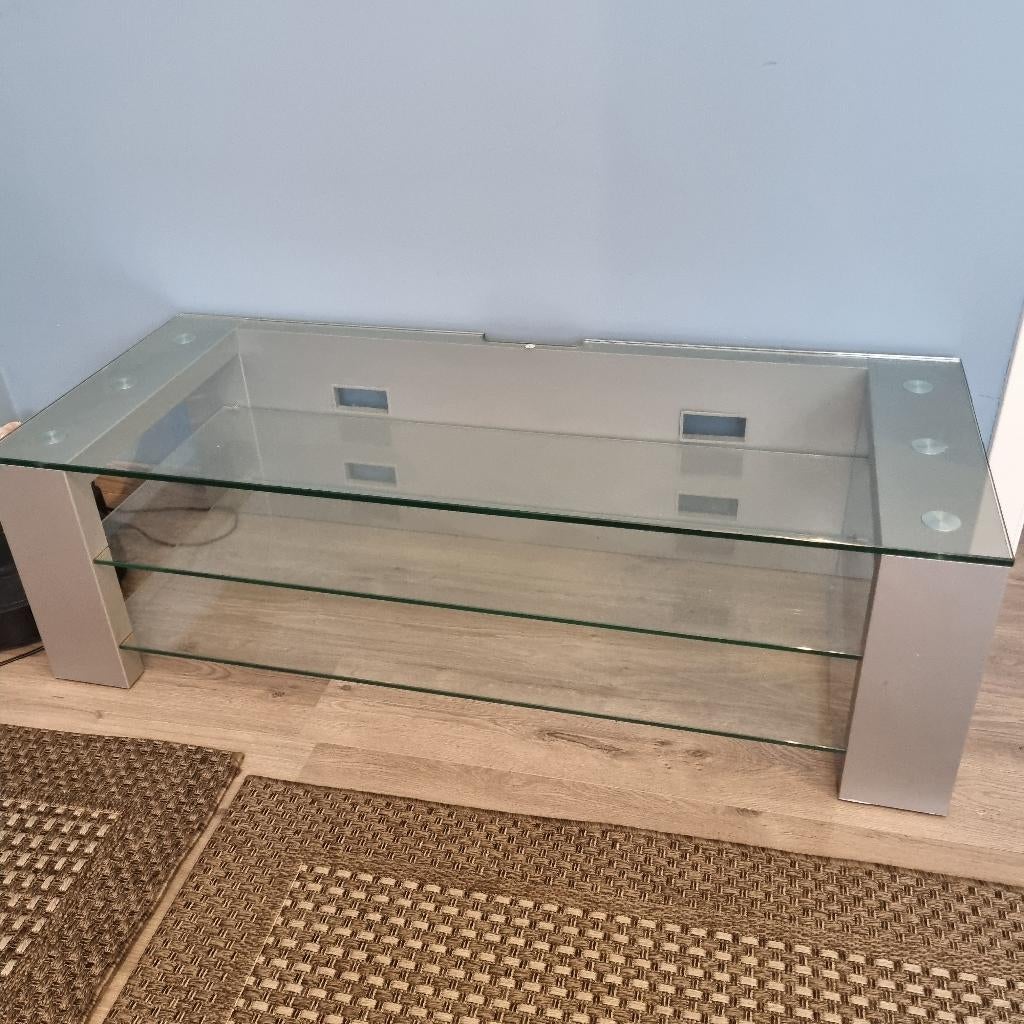 Meuble TV en verre à vendre, Moins de 100 cm, Comme neuf, 100 à 150 cm, Enlèvement