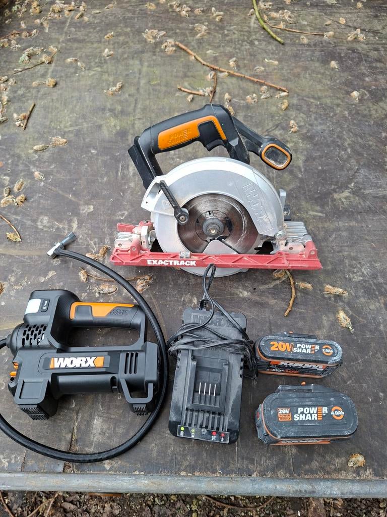 Worx zaagmachine,schuurmachine en compressor, Doe-het-zelf en Bouw, Ophalen