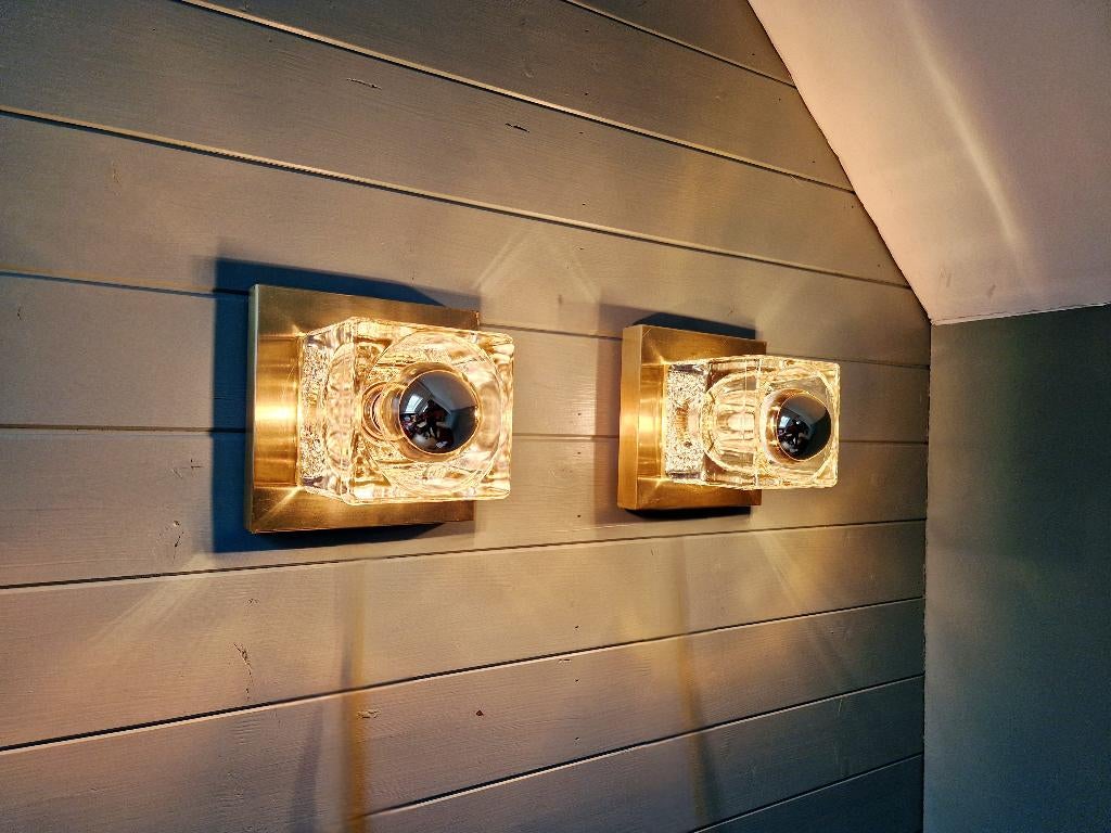 Paar wandlampen met ijsblokjes, Peill & Putzler, 1970, Ophalen of Verzenden