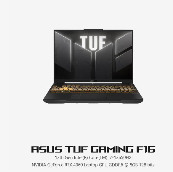 ASUS TUF GAMING F16, Neuf, Asus, 16 pouces, 512 GB