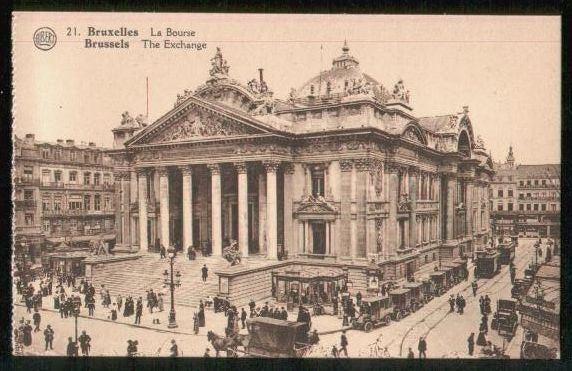 Bruxelles (Brussel) - La Bourse, met mooie oude auto's en tr, Collections, Enlèvement ou Envoi, Avant 1920, Non affranchie, Bruxelles (Capitale)