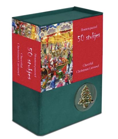 Kerstpuzzel Hout - Cheerful Christmas Carousel (50 stukjes), Verzenden, Zo goed als nieuw