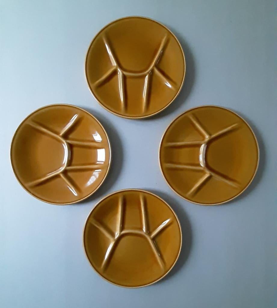 Fondue of tapasborden  per 4 stuks, Huis en Inrichting, Ophalen of Verzenden, Zo goed als nieuw, Bord(en)