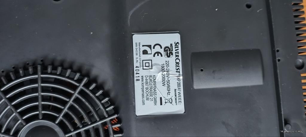 Silvercrest inductiekookvuurtje, Huis en Inrichting, Ophalen