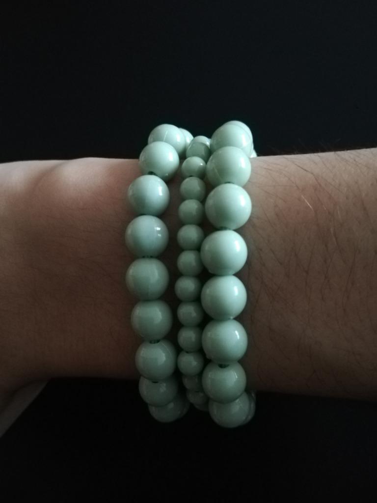 Trio groene armbanden, Ophalen of Verzenden, Zo goed als nieuw, Groen, Elastiek