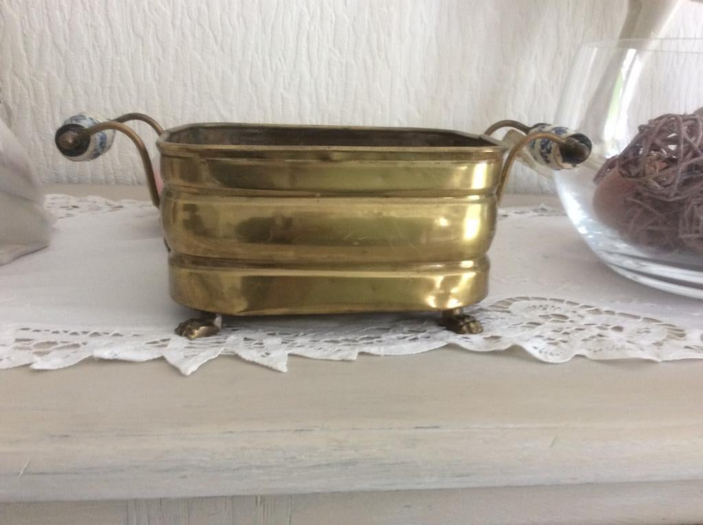 Pot en cuivre avec poignées en porcelaine, Antiquités & Art, Enlèvement ou Envoi, Cuivre