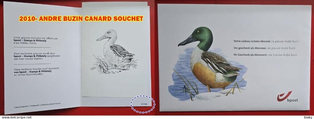 2010- ANDRE BUZIN CANARD SOUCHET, Enlèvement ou Envoi