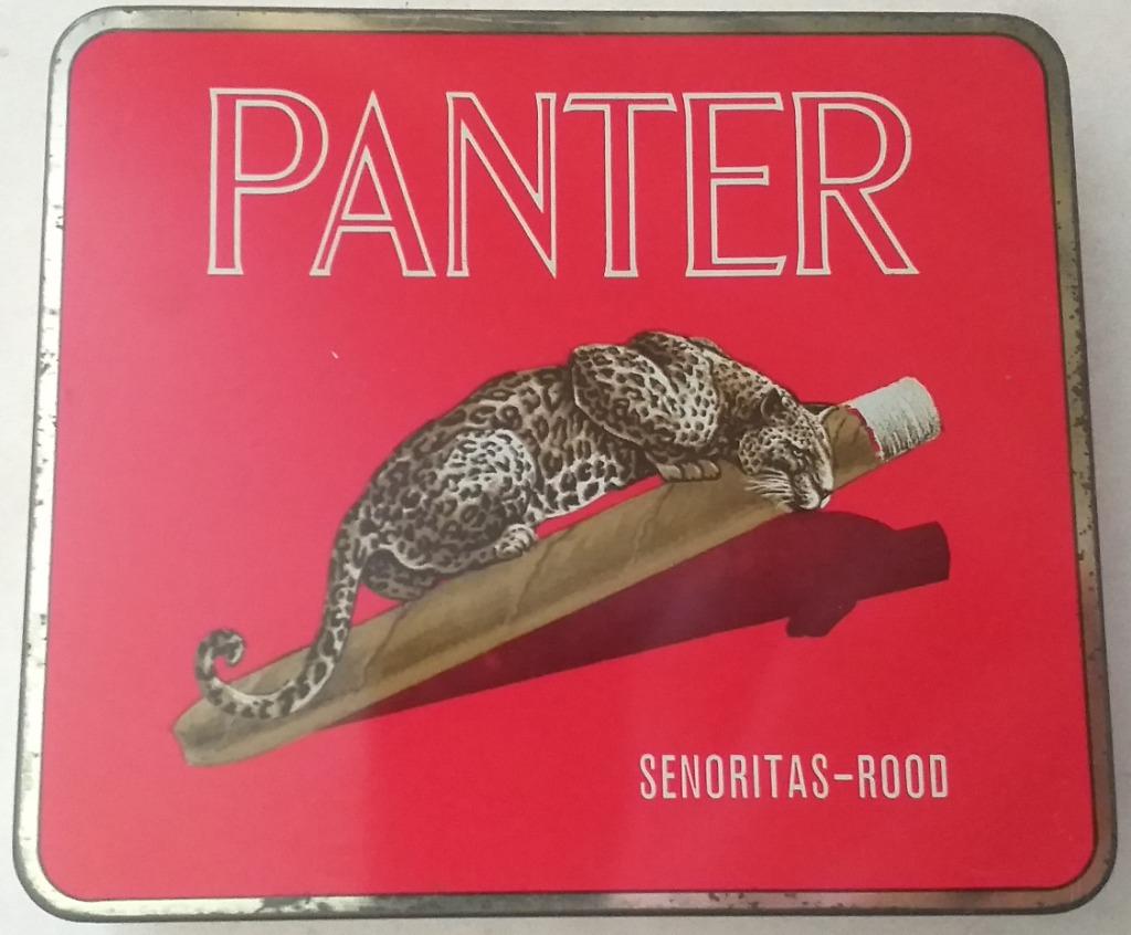 ancienne boîte à cigares en tôle- Panter Senoritas-Rouge, Collections, Enlèvement ou Envoi