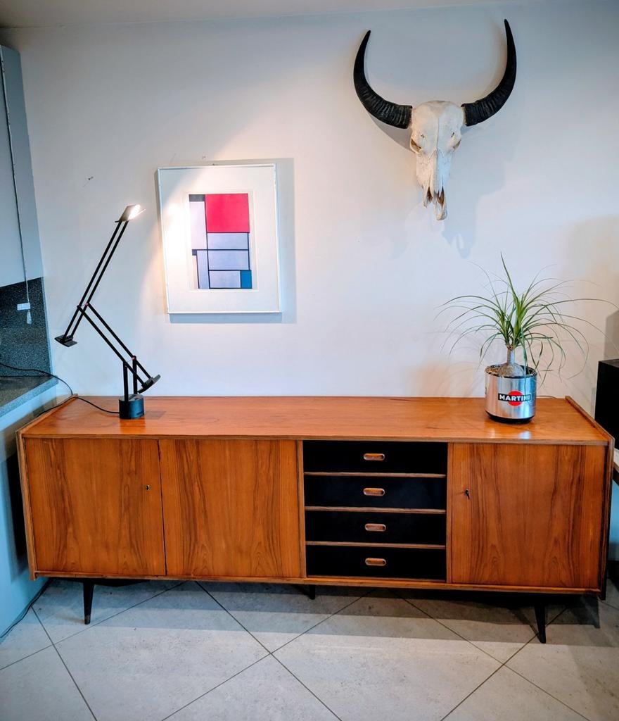 Prachtig Vintage Teakhouten Dressoir / Sideboard, Huis en Inrichting, Kasten | Dressoirs, Ophalen, Teakhout, Met deur(en)