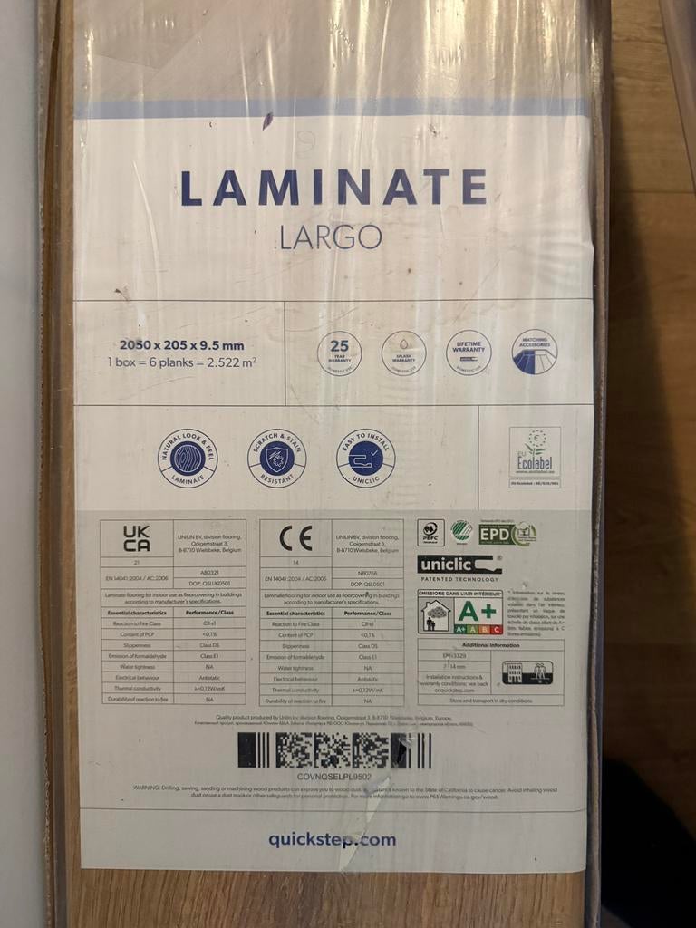 Laminaat Quickstep Largo Cambridge Oak Natural kliklaminaat, Ophalen, Nieuw, 10 m² of meer, 10 tot 30 cm