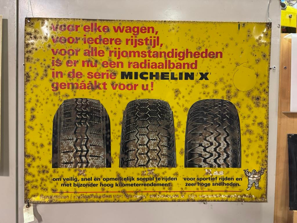 Oud Michelin X banden reclamebord, Verzamelen, Ophalen of Verzenden, Zo goed als nieuw, Reclamebord