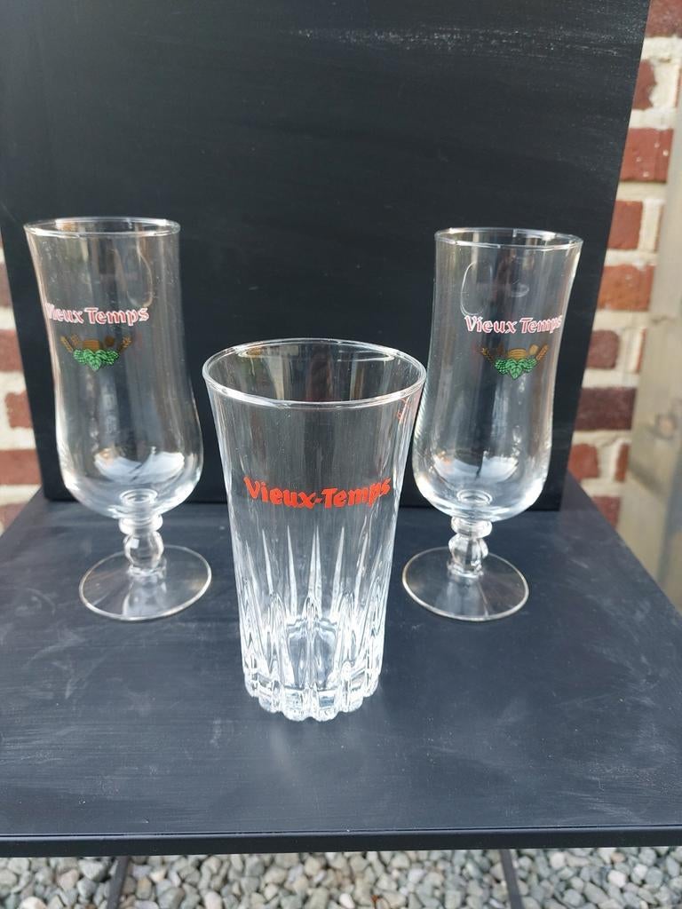 Bierglazen Vieux Temps, Ophalen of Verzenden, Zo goed als nieuw, Glas of Glazen, Overige merken