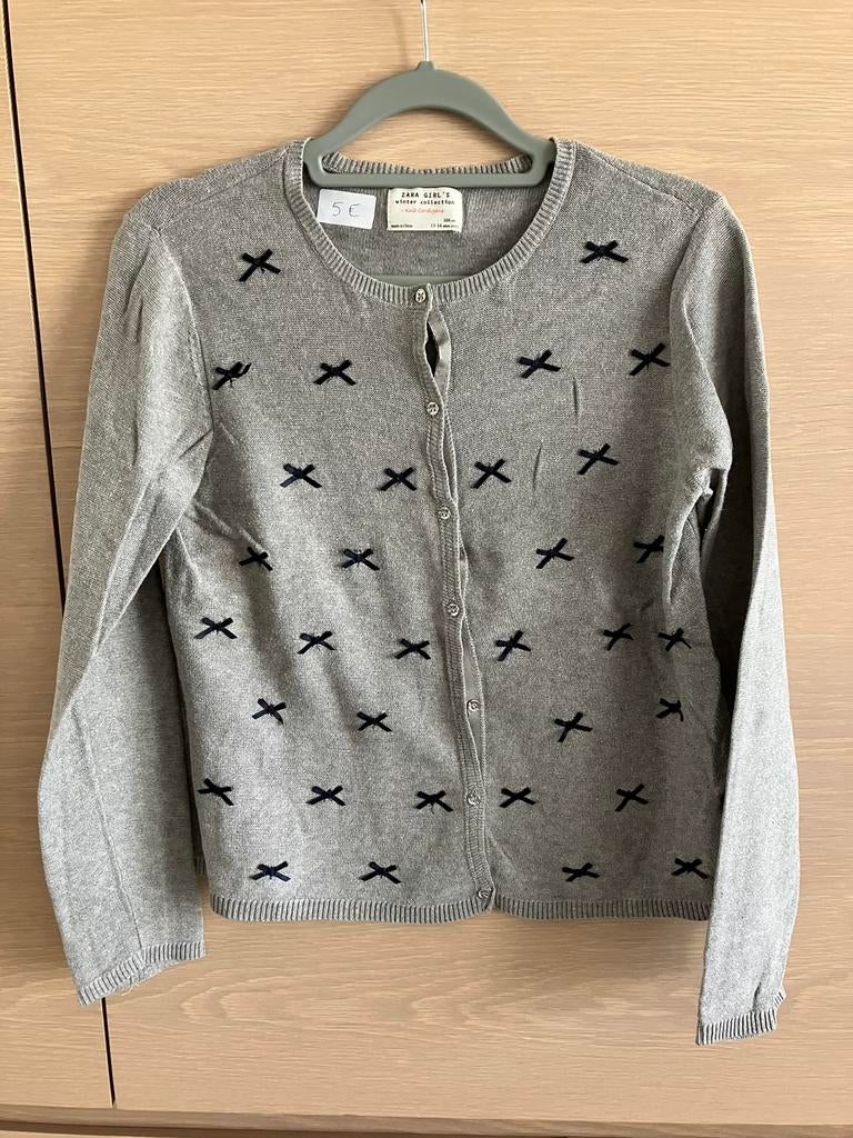 Grijze gilet met zwarte strikjes - Zara - maat 164 (14 jaar), Enlèvement ou Envoi, Pull ou Veste, Zara, Utilisé