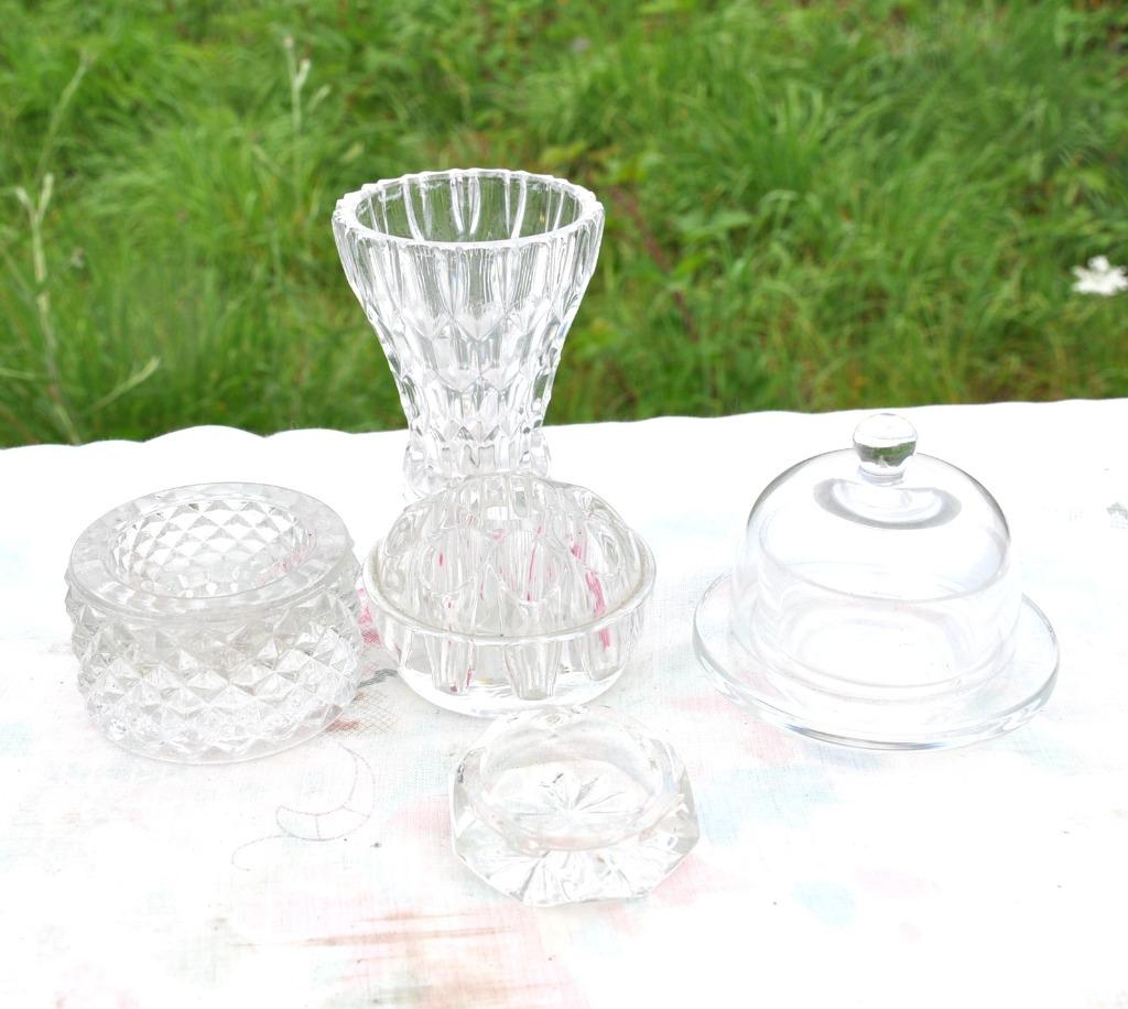 lot de verrerie divers 5 pieces vase saleron bougeoir, Antiquités & Art, Enlèvement ou Envoi