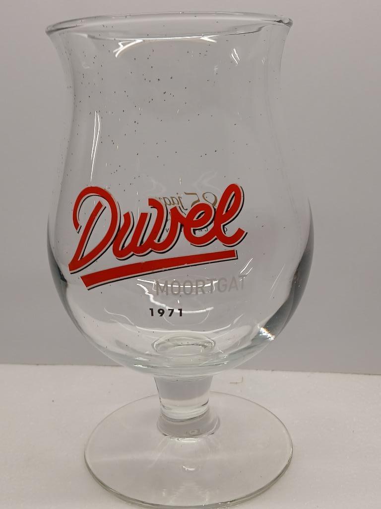 Verre sur pied DUVEL MOORTGAT 1971 85 ans - jaar collection, Collections, Marques de bière, Neuf, Verre ou Verres, Duvel, Enlèvement ou Envoi