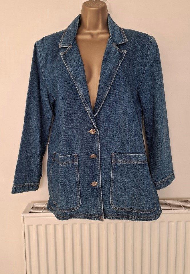 Vintage Blazer / Jas  in Jeansstof - Large - Als Nieuw, Kleding | Dames, Ophalen of Verzenden, Zo goed als nieuw, Maat 42/44 (L)