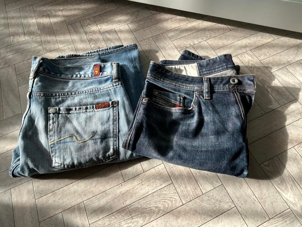 2 jeansbroeken (heren) 7 FAM, Diesel, Ophalen, Zo goed als nieuw